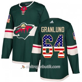 Män Ishockey Minnesota Wild Tröja Mikael Granlund 64 Adidas 2017-2018 Grön USA Flag Fashion Authentic